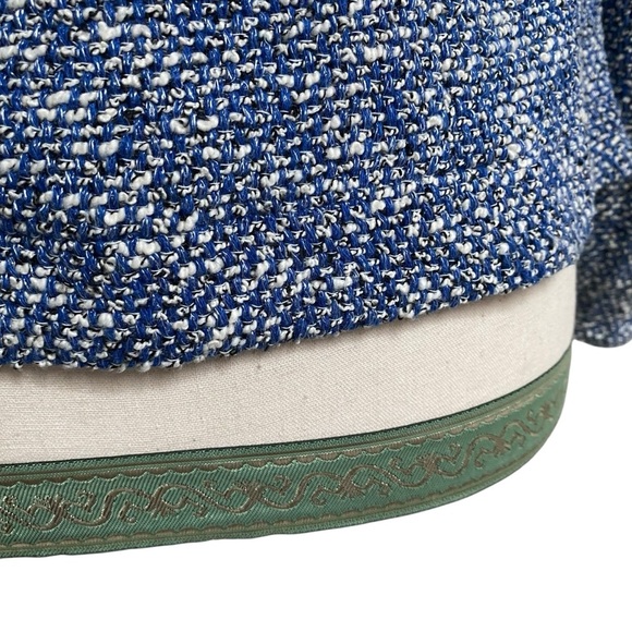 Talbots Blue White Tweed Open Front Blazer Jacket Small - Picture 12 of 16